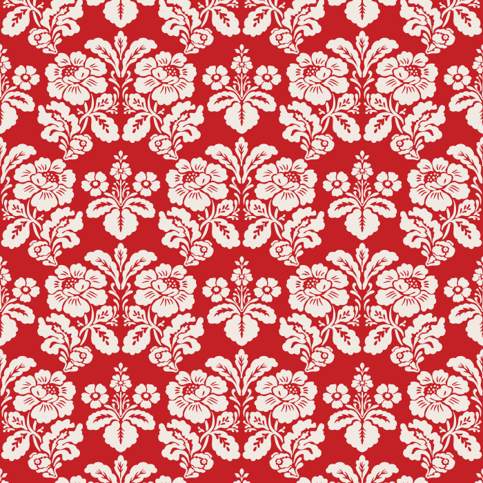 The Victorian Heritage Wallpaper captures timeless grandeur with its elegant damask-style floral motifs in ivory on a soft slate blue background.