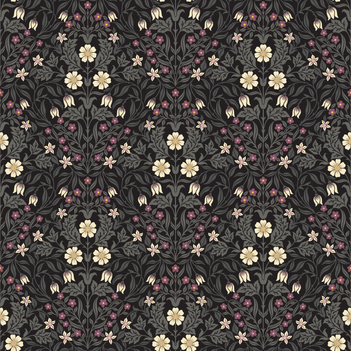 The Antique Blooms Wallpaper embodies timeless artistry with its intricate floral motif in soft cream, muted mauve, and olive green tones.