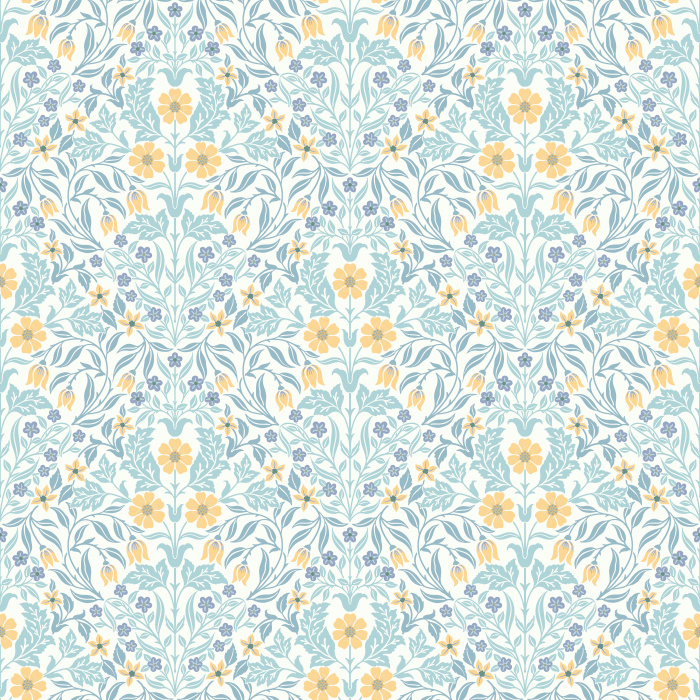 The Antique Blooms Wallpaper embodies timeless artistry with its intricate floral motif in soft cream, muted mauve, and olive green tones.