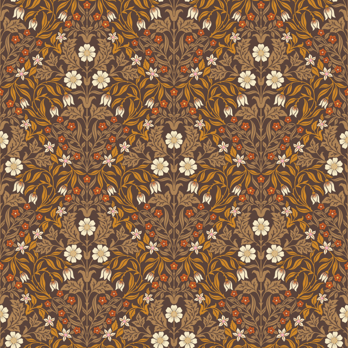 The Antique Blooms Wallpaper embodies timeless artistry with its intricate floral motif in soft cream, muted mauve, and olive green tones.