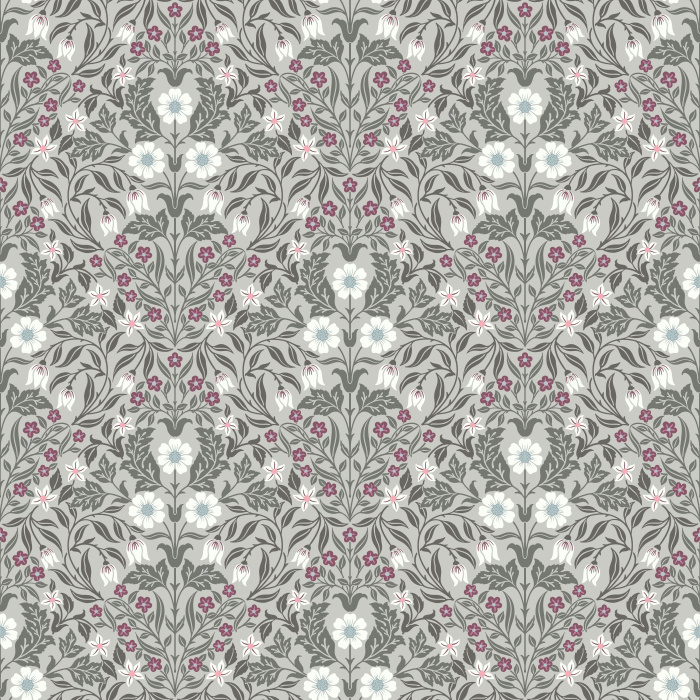 The Antique Blooms Wallpaper embodies timeless artistry with its intricate floral motif in soft cream, muted mauve, and olive green tones.
