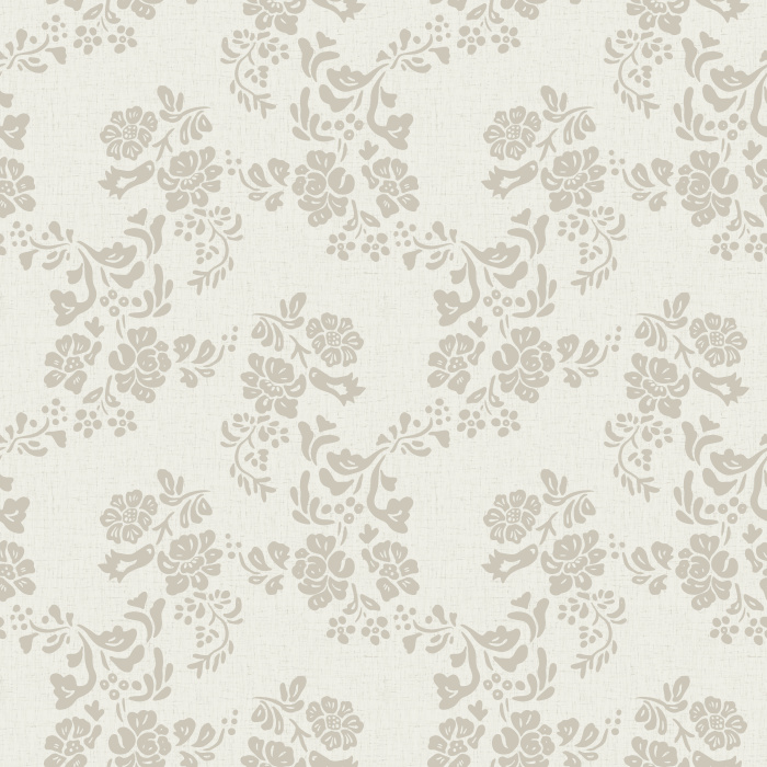 The Flock Look Wallpaper brings a refined vintage touch to your space with its soft taupe floral silhouette pattern on a textured linen-look backdrop.