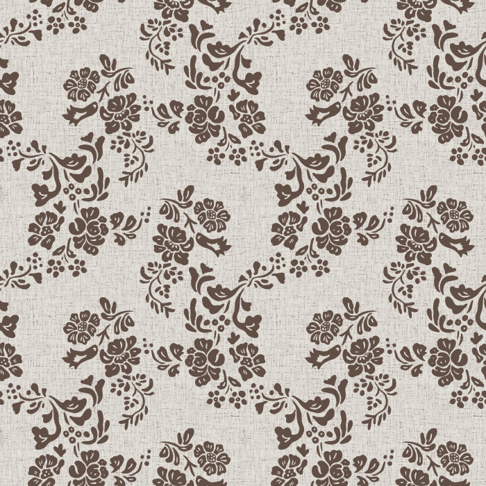 The Flock Look Wallpaper brings a refined vintage touch to your space with its soft taupe floral silhouette pattern on a textured linen-look backdrop.