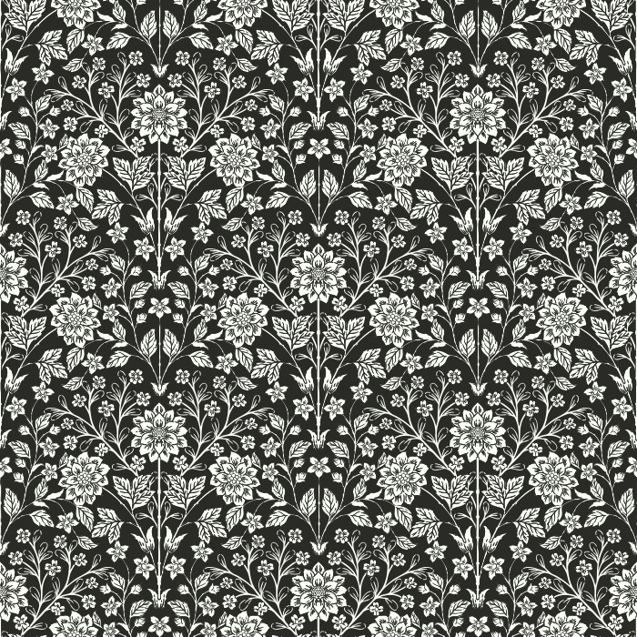 The Fantasy Garden Wallpaper blooms with whimsical charm, featuring golden florals and sage green leaves set against a soft ivory backdrop.