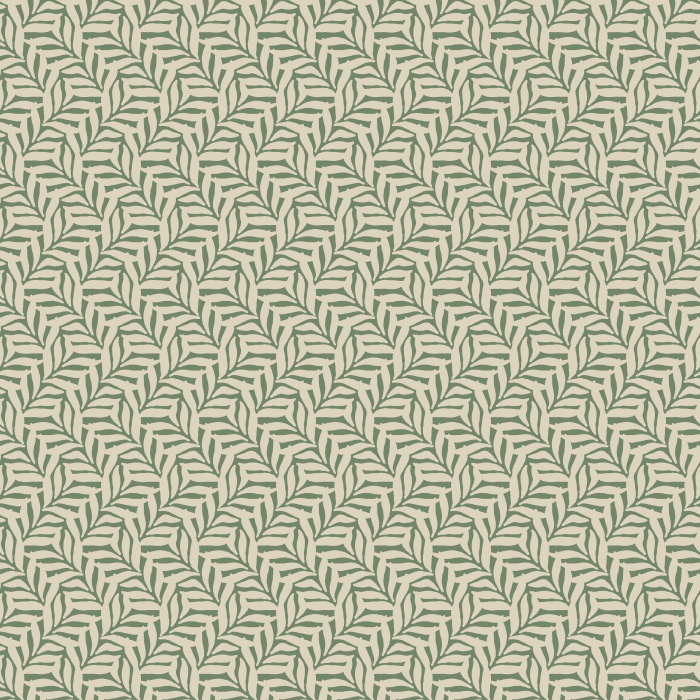 The Wellington Lee Wallpaper offers understated elegance with a timeless geometric vine pattern in soft olive green on a warm cream background.