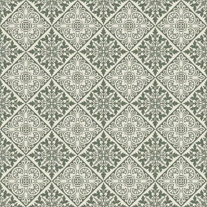 The Textured Pathways Wallpaper brings timeless sophistication to your space with its intricate diamond-tile pattern in muted blue and ivory tones.