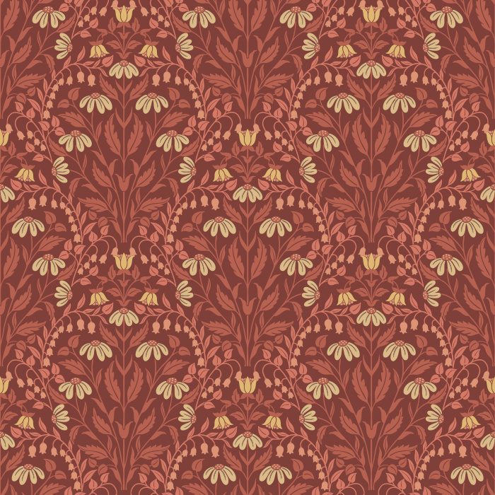 The Summer Wildflowers Wallpaper celebrates nature’s charm with a graceful botanical pattern of coral, sage, and golden florals on a warm ivory backdrop.