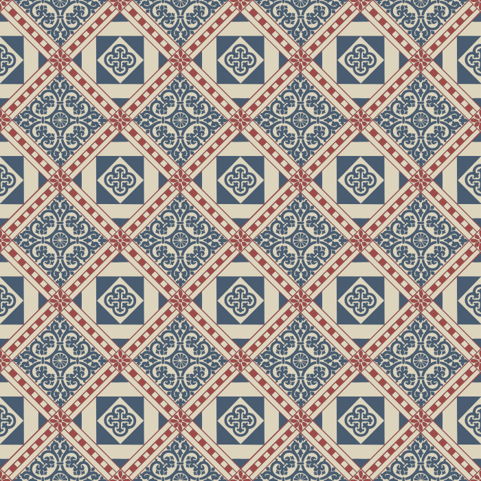 The Crafted Pavements Wallpaper brings artisan charm to your space with its geometric tile-inspired pattern in warm terracotta, cream, and muted teal tones.