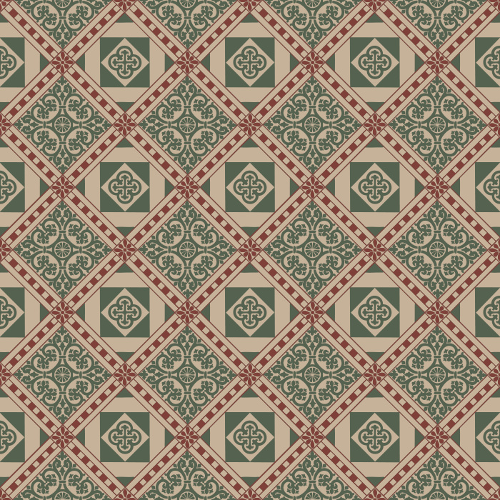 The Crafted Pavements Wallpaper brings artisan charm to your space with its geometric tile-inspired pattern in warm terracotta, cream, and muted teal tones.