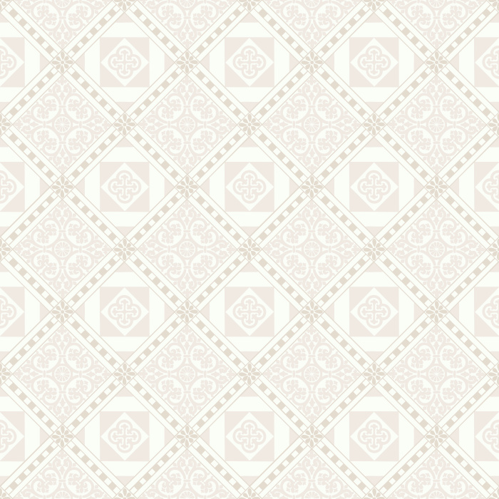 The Crafted Pavements Wallpaper brings artisan charm to your space with its geometric tile-inspired pattern in warm terracotta, cream, and muted teal tones.