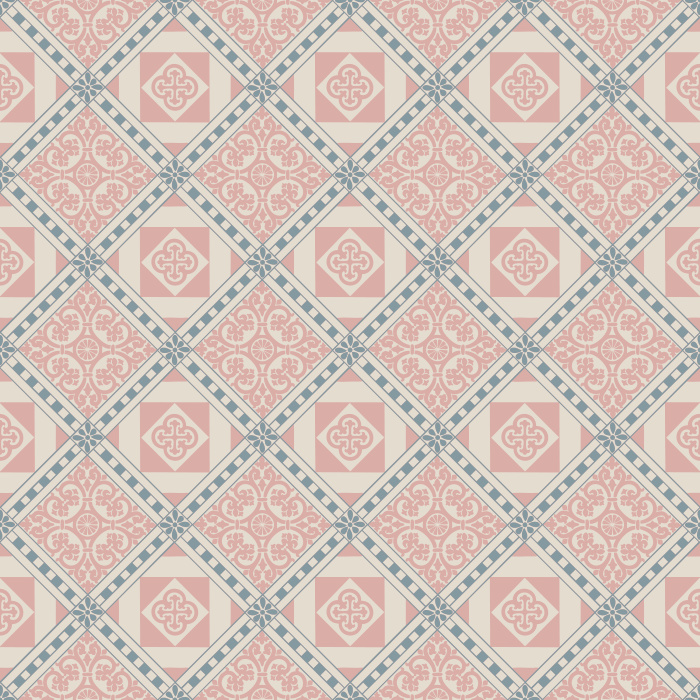 The Crafted Pavements Wallpaper brings artisan charm to your space with its geometric tile-inspired pattern in warm terracotta, cream, and muted teal tones.