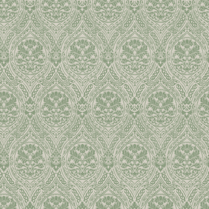 The Romantic Motif Wallpaper exudes timeless elegance with its soft taupe damask-inspired design, featuring intricate floral scrollwork on a warm cream background.