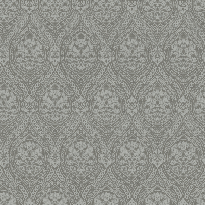 The Romantic Motif Wallpaper exudes timeless elegance with its soft taupe damask-inspired design, featuring intricate floral scrollwork on a warm cream background.