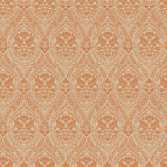 The Romantic Motif Wallpaper exudes timeless elegance with its soft taupe damask-inspired design, featuring intricate floral scrollwork on a warm cream background.