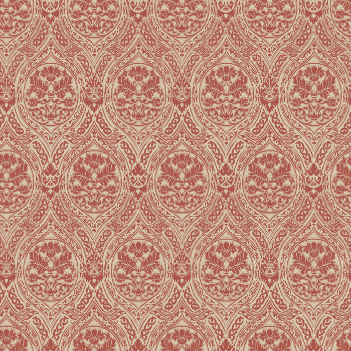 The Romantic Motif Wallpaper exudes timeless elegance with its soft taupe damask-inspired design, featuring intricate floral scrollwork on a warm cream background.