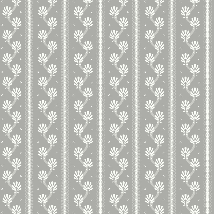 The Eleanor Stripe Wallpaper features vertical stripes and floral motifs in muted red and cream tones, inspired by timeless vintage elegance.