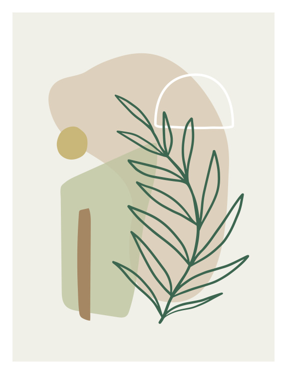 Mystical One Art Print – abstract botanical artwork with soft shapes and modern minimalist style.