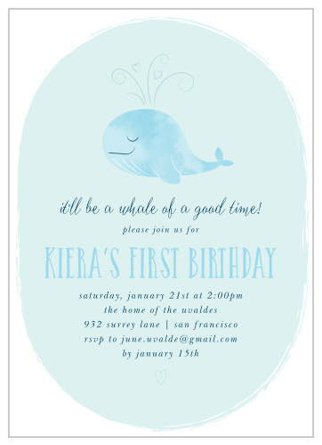 Whale Watching First Birthday Invitations