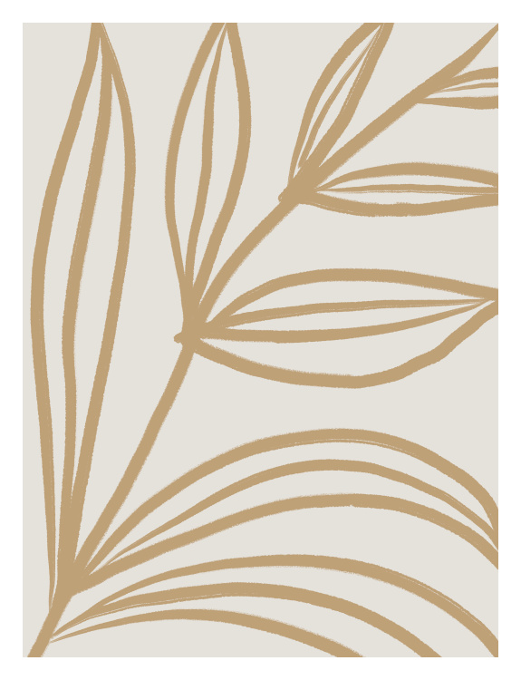 Branch Lines Art Print features a minimalist tan botanical line illustration on a soft ivory background.