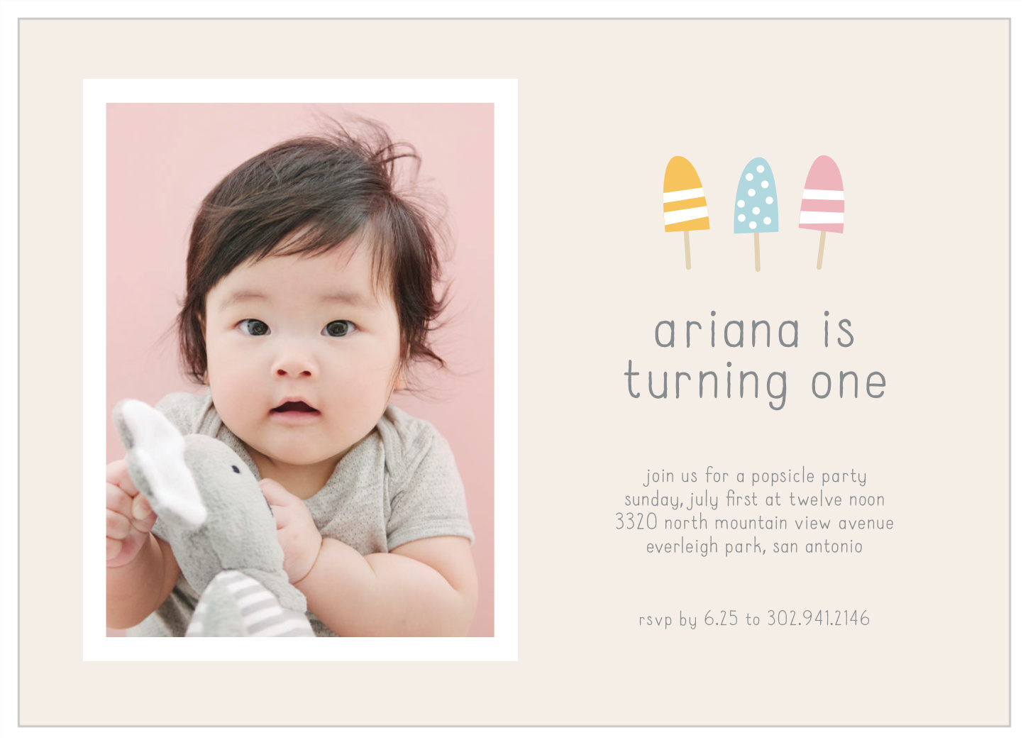 Summer Popsicles First Birthday Invitations