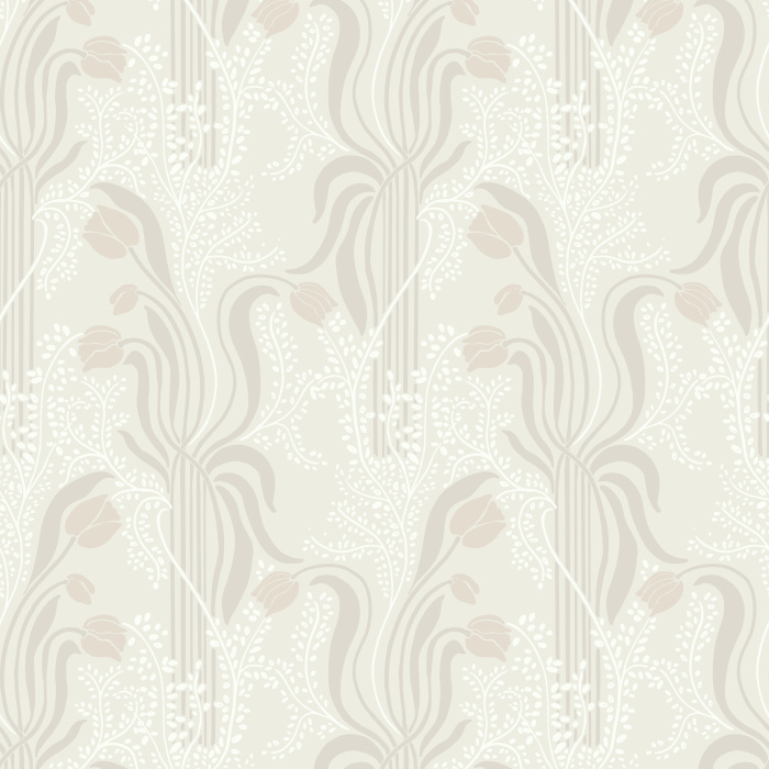 Nouveau Tulips Wallpaper brings a flowing Art Nouveau–inspired floral pattern to your walls with soft sage greens, dusty blues, and curving petal silhouettes.