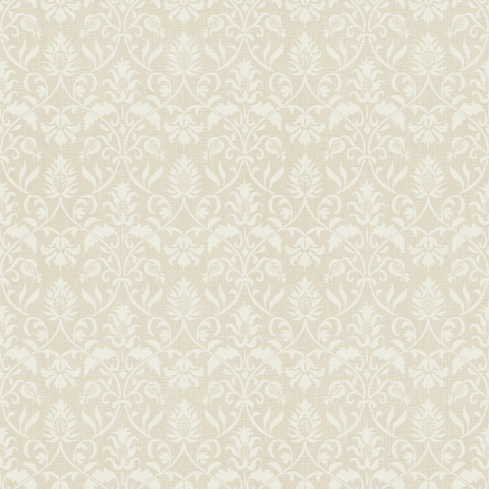 Classic Motif Wallpaper features a traditional ornamental pattern with repeating cream florals layered over a warm taupe background for a timeless, heritage-inspired look.