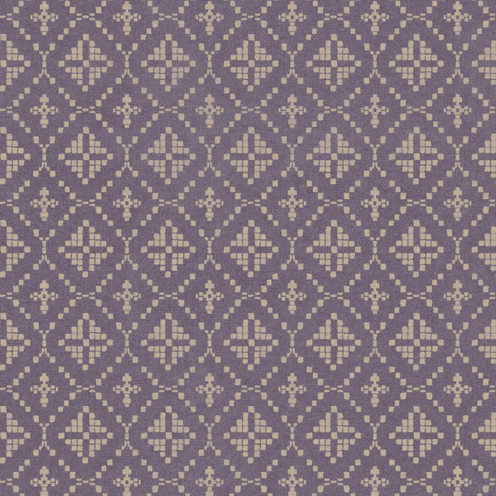 Heritage Threads Wallpaper features a woven, stitch-inspired diamond motif that mimics the look of hand-crafted textiles in warm taupe and soft cream.