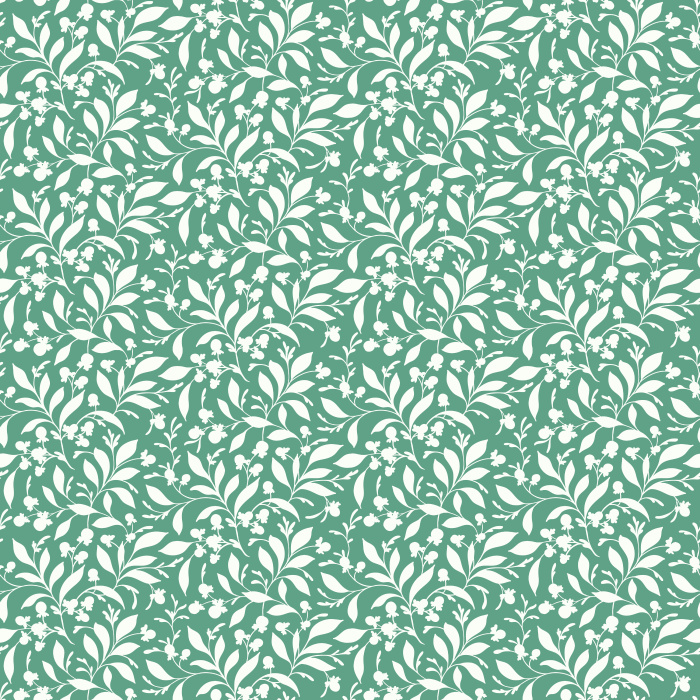 Victorian Berry Wallpaper showcases an intricate, nature-inspired pattern featuring winding leaves and delicate berry clusters over a dramatic deep green backdrop.