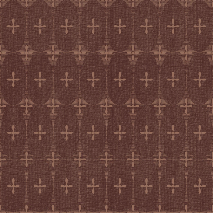 Oval Bloom Wallpaper features a soft, linen-textured backdrop with repeating oval medallions and minimal botanical crosses for a warm, understated look.