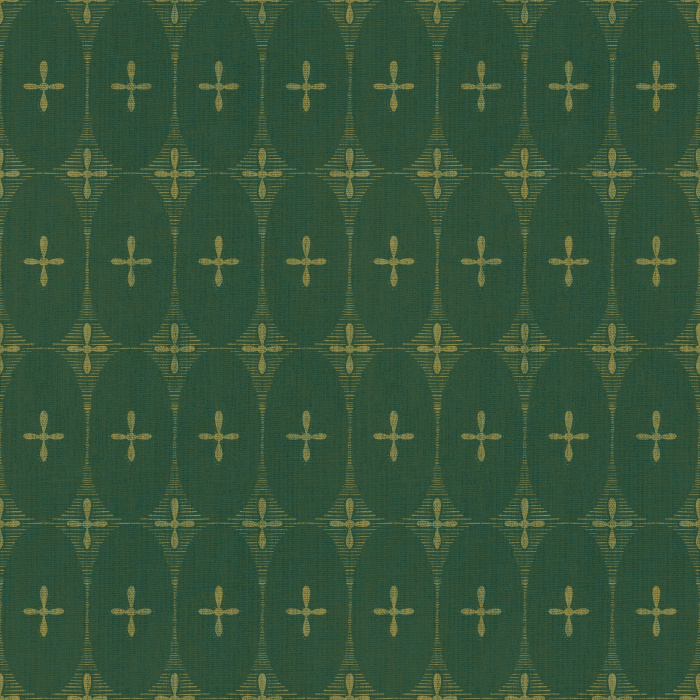 Oval Bloom Wallpaper features a soft, linen-textured backdrop with repeating oval medallions and minimal botanical crosses for a warm, understated look.