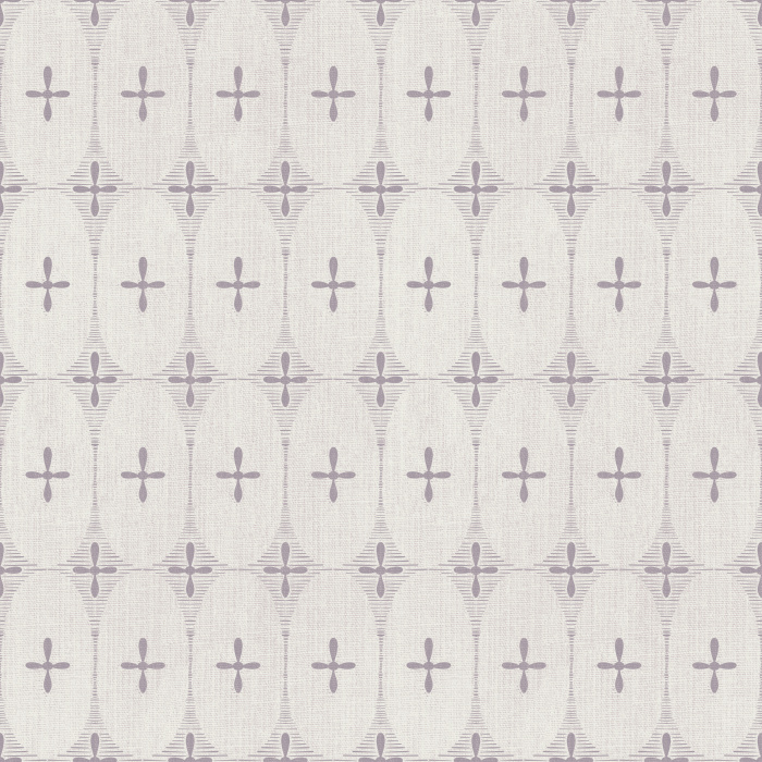 Oval Bloom Wallpaper features a soft, linen-textured backdrop with repeating oval medallions and minimal botanical crosses for a warm, understated look.