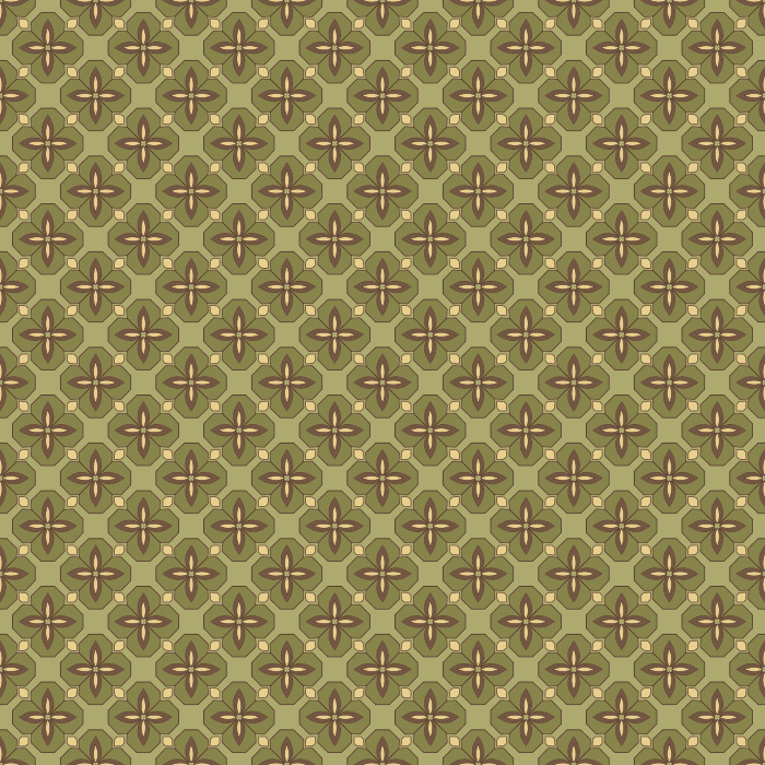 Vintage Bauhaus Wallpaper showcases a repeating geometric floral motif inspired by early modern design, arranged in a rhythmic grid across a warm ochre and taupe backdrop.