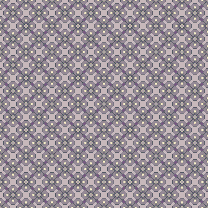 Vintage Bauhaus Wallpaper showcases a repeating geometric floral motif inspired by early modern design, arranged in a rhythmic grid across a warm ochre and taupe backdrop.