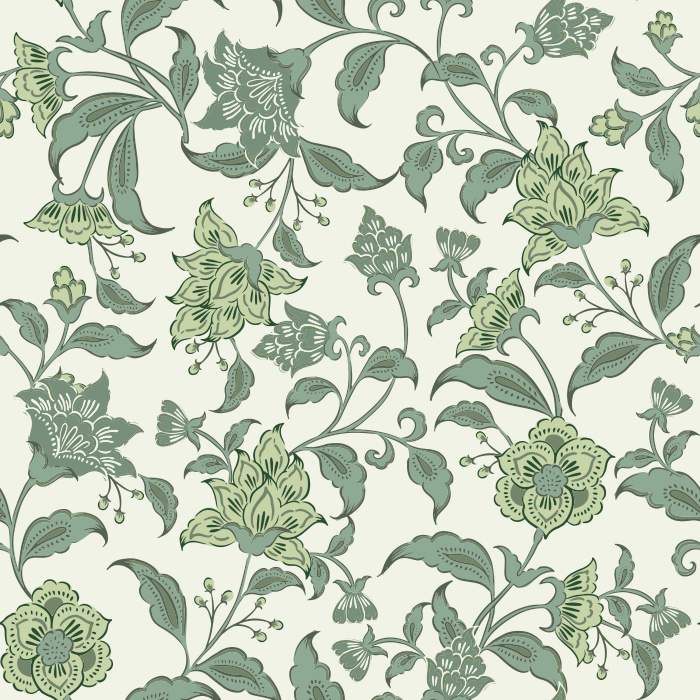 Heritage Garden Wallpaper blends a lush vintage floral pattern with warm brown tones, featuring sweeping botanical vines and soft cream blossoms.