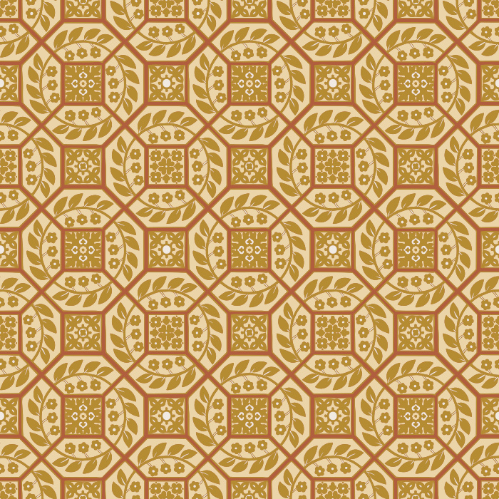 Paved Blossoms Wallpaper blends geometric structure with delicate floral detailing in deep green and muted sage for a rich, textural look.