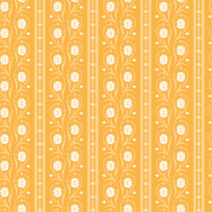 Floral Columns Wallpaper features elegant vertical stripes intertwined with stylized blooms in soft red and deep blue on a warm white backdrop.