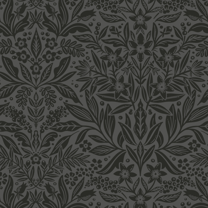 Floral Weave Wallpaper showcases an intricate, lace-like botanical pattern with interlaced leaves and blossoms in a delicate blush-and-cream palette.