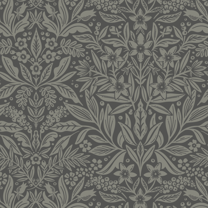 Floral Weave Wallpaper showcases an intricate, lace-like botanical pattern with interlaced leaves and blossoms in a delicate blush-and-cream palette.