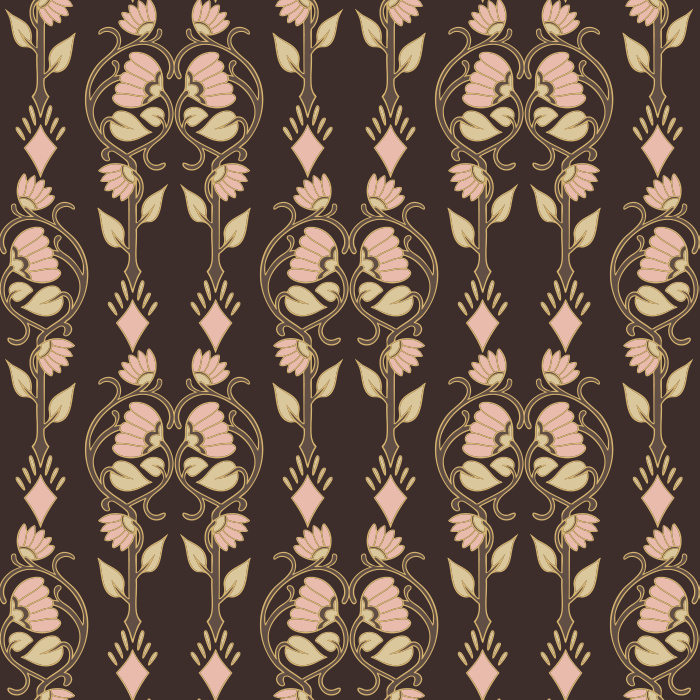 Crafted Florals Wallpaper showcases a hand-drawn floral motif with stylized blossoms and sweeping stems in soft slate blue and warm gray on an ivory backdrop.