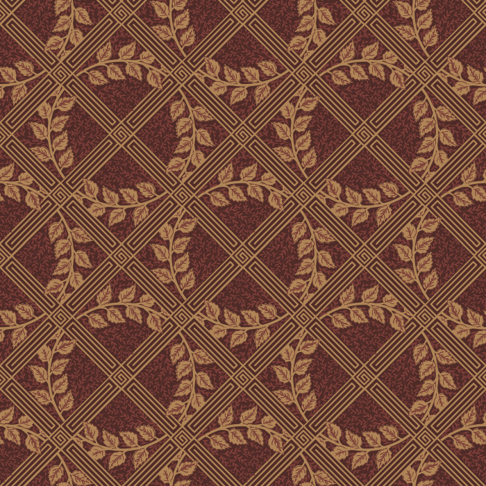 Vintage Lattice Wallpaper features a soft diamond grid with delicate leafy motifs in muted sage and cream for a subtle, heritage-inspired look.