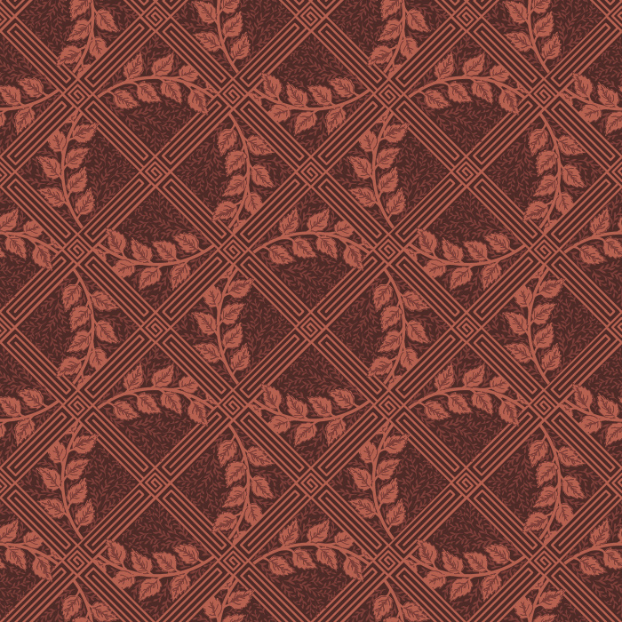 Vintage Lattice Wallpaper features a soft diamond grid with delicate leafy motifs in muted sage and cream for a subtle, heritage-inspired look.