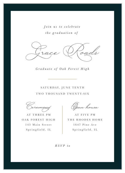 Our Bold Border Graduation Invitations bring family and friends together to celebrate your academic achievement.