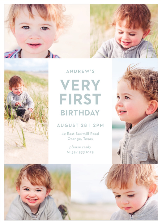 Can't pick just one photo to send out to family and friends for your little one's special day? Our One Is Very Fun First Birthday Invitations displays six of your favorite photos framing every card.