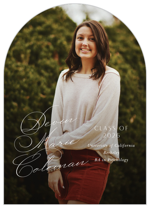 Create an elegant impression with our By Hand Arched Graduation announcements.