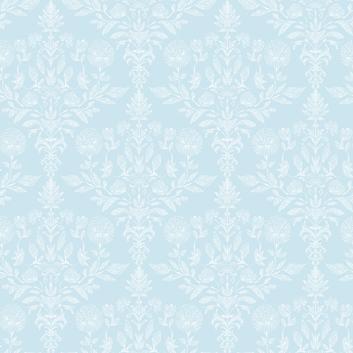 Introduce dramatic elegance to your space with this Nocturne Flora Wallpaper, a richly detailed botanical damask pattern inspired by vintage textile designs.