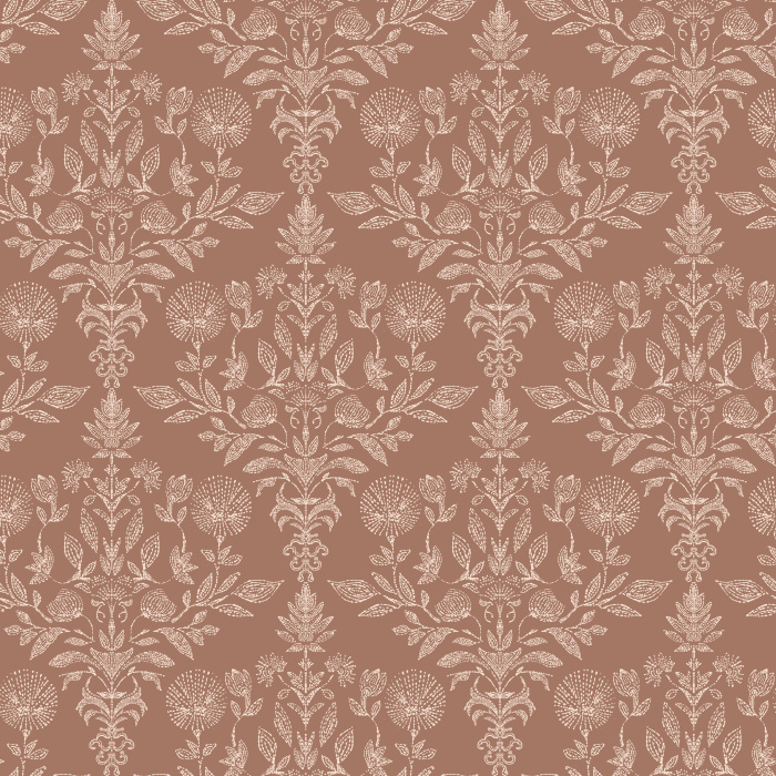 Introduce dramatic elegance to your space with this Nocturne Flora Wallpaper, a richly detailed botanical damask pattern inspired by vintage textile designs.