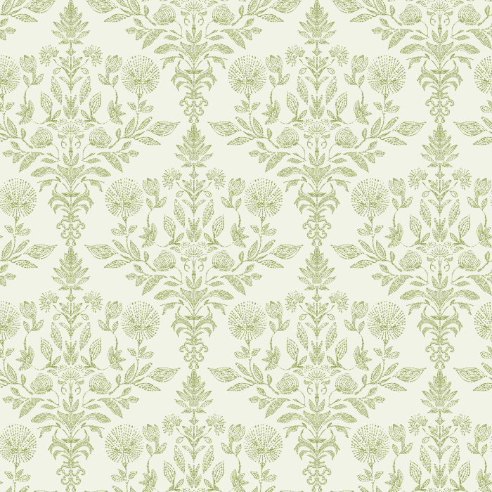 Introduce dramatic elegance to your space with this Nocturne Flora Wallpaper, a richly detailed botanical damask pattern inspired by vintage textile designs.