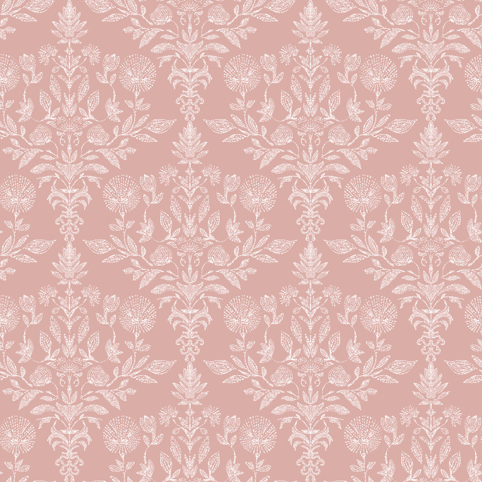 Introduce dramatic elegance to your space with this Nocturne Flora Wallpaper, a richly detailed botanical damask pattern inspired by vintage textile designs.