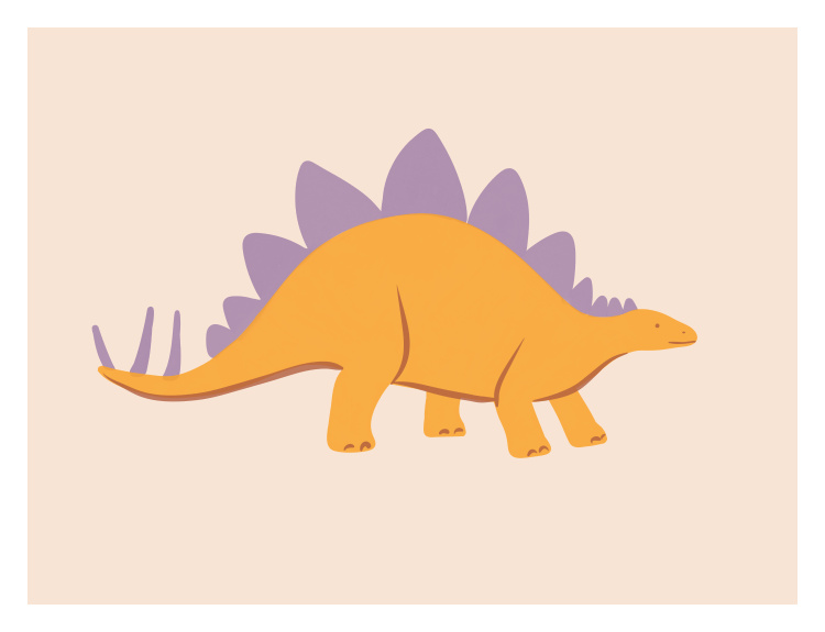 Bring prehistoric fun to your walls with this Stegosaurus Dinosaur Art Print, a playful illustration perfect for young dinosaur lovers.