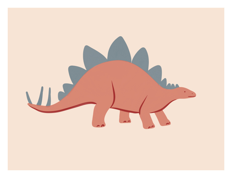 Bring prehistoric fun to your walls with this Stegosaurus Dinosaur Art Print, a playful illustration perfect for young dinosaur lovers.